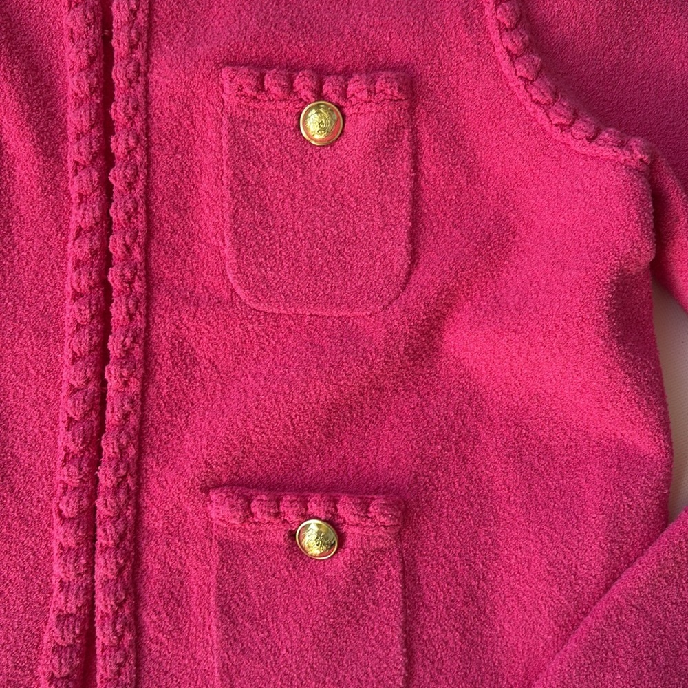 J.Crew Odette Sweater Lady Jacket Chanel Style Boucle Hot Pink Size Medium - Picture 4 of 6